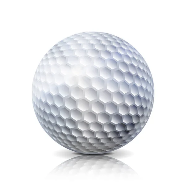 白色背景上分离的现实高尔夫球球。传统经典高尔夫球球设计。三维。矢量图. — 图库矢量图片