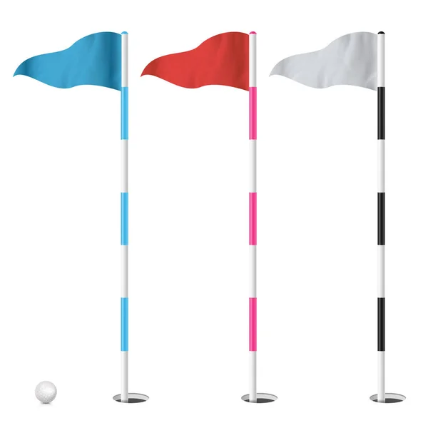 Golf Flags Set Vector. Illustration Isolated On White Background — Stock Vector