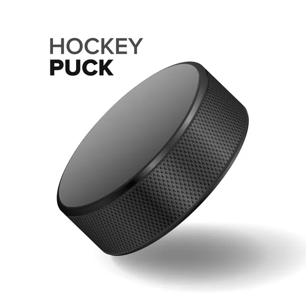 Hockey Ice Puck Vector Illustration (em inglês). Isolado em fundo branco . — Vetor de Stock