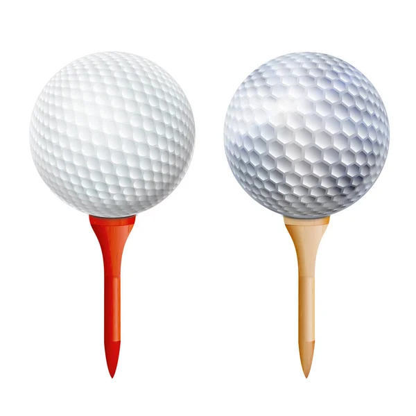 Reális Golf labda a Tee. Vektoros illusztráció elszigetelt — Stock Vector