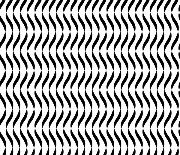 波浪线无缝矢量抽象背景。黑色和白色波浪线抽象图案 — 图库矢量图片