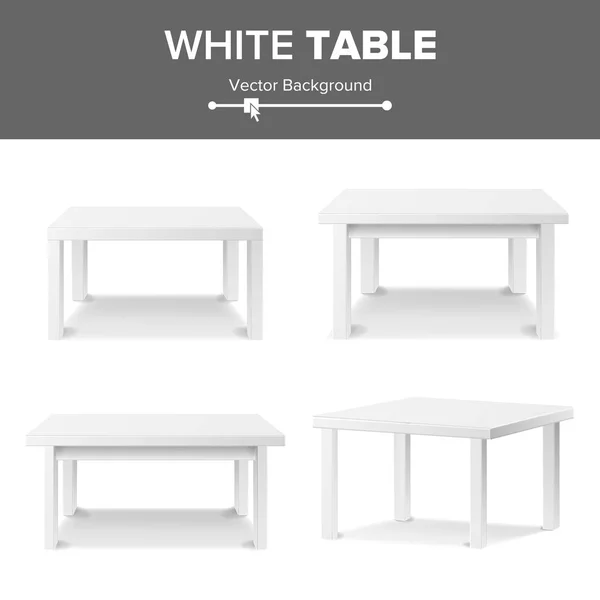 Ensemble de table en plastique blanc vide isolé sur fond blanc. Plateforme réaliste. Illustration vectorielle. Bon pour le modèle d'affichage de produit . — Image vectorielle