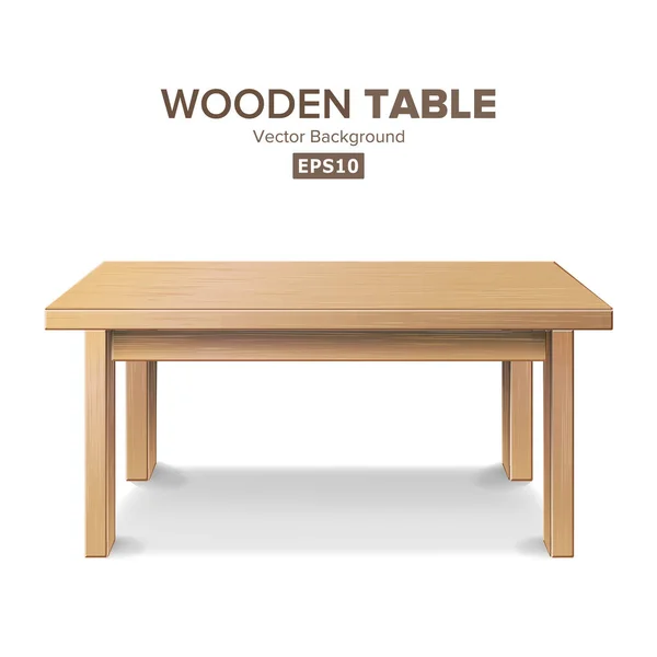 Vecteur de table en bois vide. Meubles isolés, debout. Modèle de stand propre pour la présentation d'objet. Illustration vectorielle réaliste . — Image vectorielle