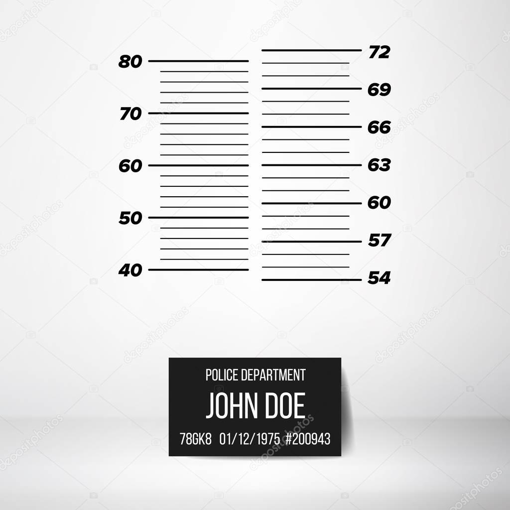 Police Wall Lineup Metrical Imperial. Prison Background Template. Vector Illustration