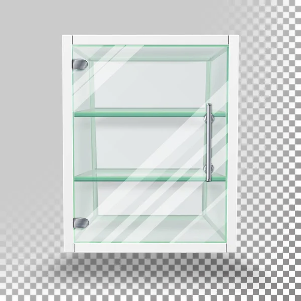 Reclame glas kabinet Vector. Lege Stand geïsoleerd op transparante achtergrond. Reclame glas Showcase voor tentoonstelling en producten. Vectorillustratie — Stockvector