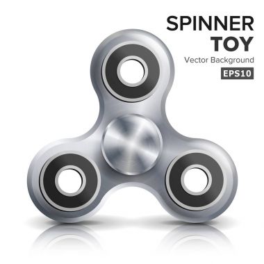 El Spinner oyuncak. Çelik renk. El oyuncak stres ve dikkat kadarıyla stres ve anksiyete Rölyef geliştirilmesi için Kıpırdanmayı. Gerçekçi 3d vektör çizim