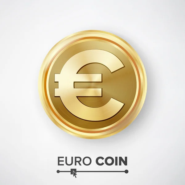 Euro Gold Coin Vector. Illustration réaliste de signe d'argent — Image vectorielle