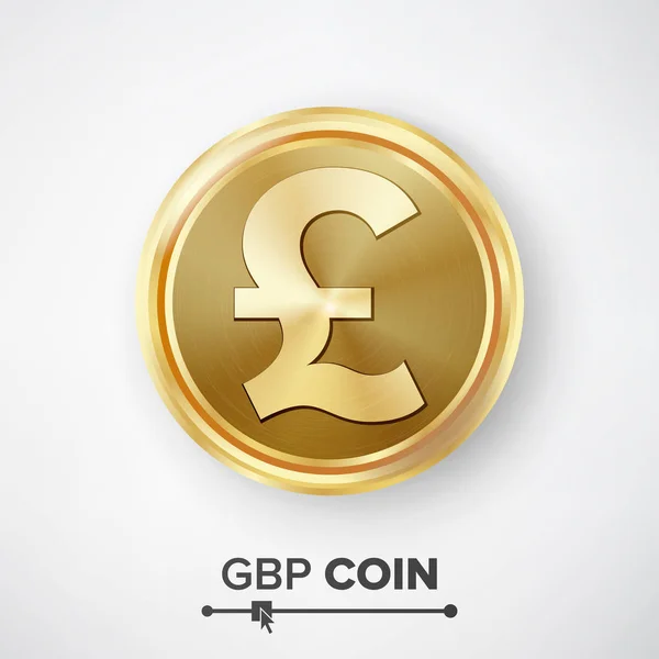 GBP Gold Coin Vector. Ilustración realista del signo del dinero — Vector de stock