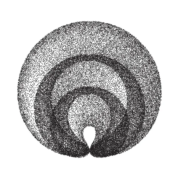 Абстрактный вектор геометрической формы. Круглый круг с чёрной точкой. Фильм "Гран, шум, грань текстуры". Полутоновый фон. Винтажные доткомы, захватывающие вектор . — стоковый вектор
