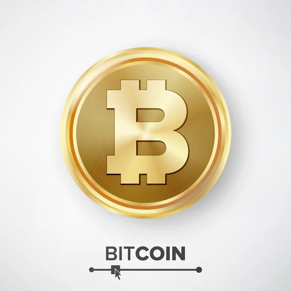 Вектор Bitcoin Gold Coin. Реалистичные криптовалютные деньги и финансы означают иллюстрацию. Иконка Bitcoin Digital Currency Counter. Финтех-цепочка. Мировая криптография — стоковый вектор