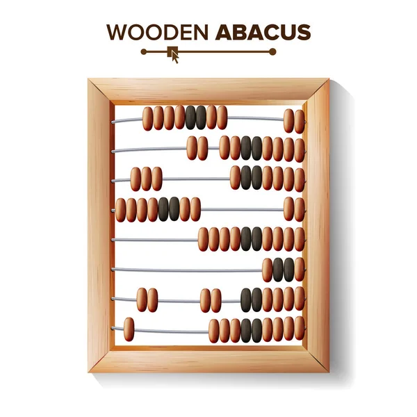 Abacus Primo piano. Illustrazione vettoriale di classico abaco di legno molto prima del calcolatore. Negozio di attrezzature utensili aritmetica. Isolato — Vettoriale Stock