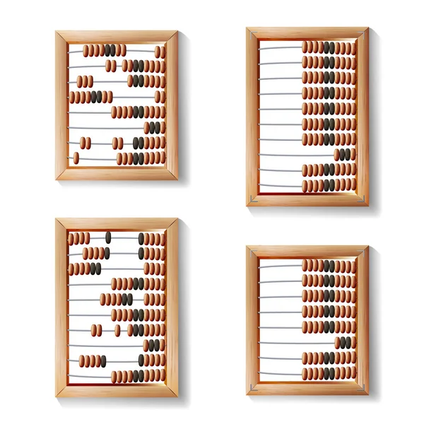Вектор Абакус Набор. "Realistic Illustration of Classic Wooden Old Abacus". Арифметическое оборудование . — стоковый вектор