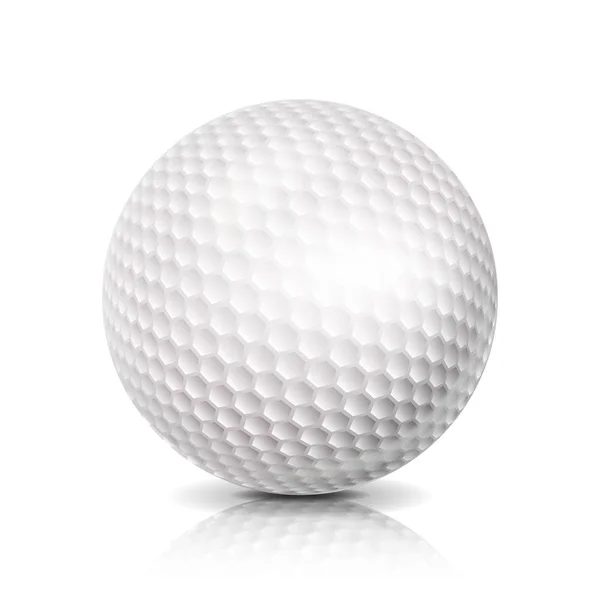 高尔夫球场球。3d 的现实的矢量图。孤立在白色背景上的白色运动高尔夫球球. — 图库矢量图片
