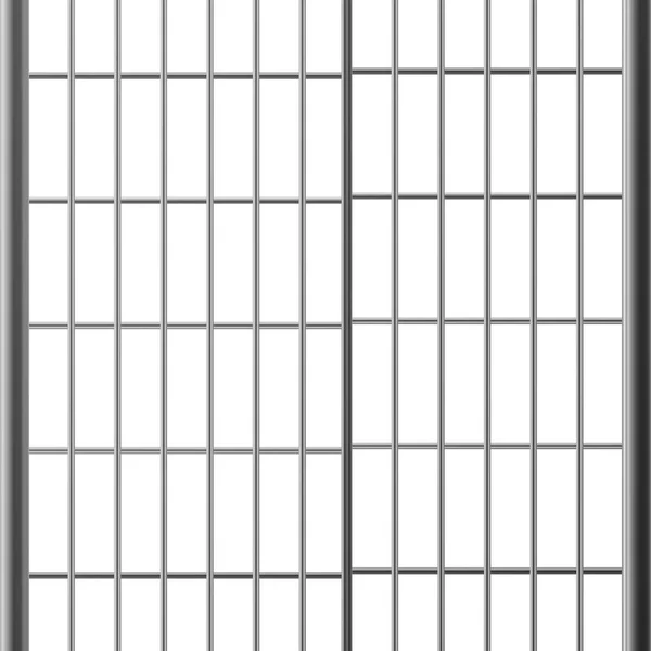 Gevangenis Bar of deuren. Geïsoleerd op wit staal, ijzer, metaal gevangenis Bars. Realistische afbeelding. Pokey Concept — Stockvector