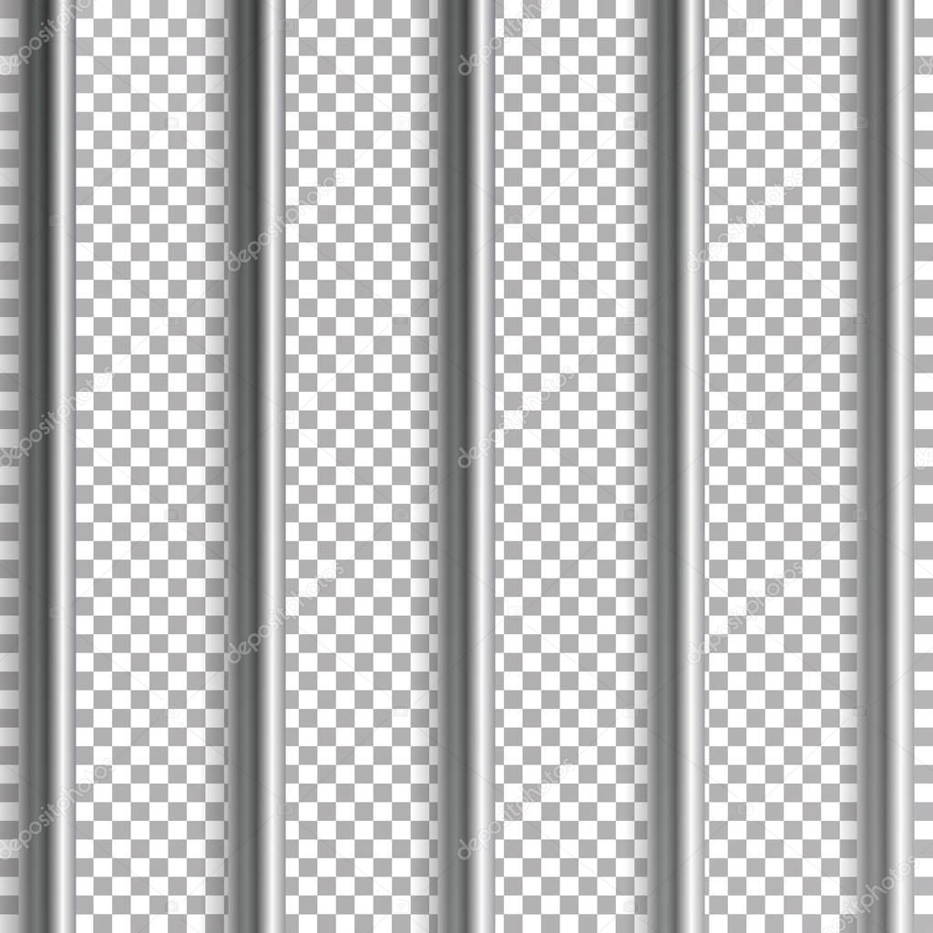 Jail Bars Vector Illustration. Isolated On Transparent Background. 3D Iron Or Steel Prison House Grid Illustration