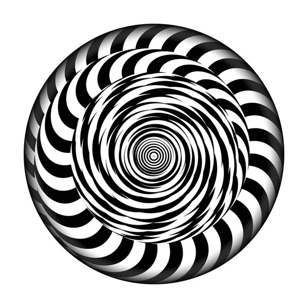 Radial Spiral With Rays. Vector Psychedelic Illustration. Twisted Rotation Effect. Black And White Vortex Background. — Stock Vector