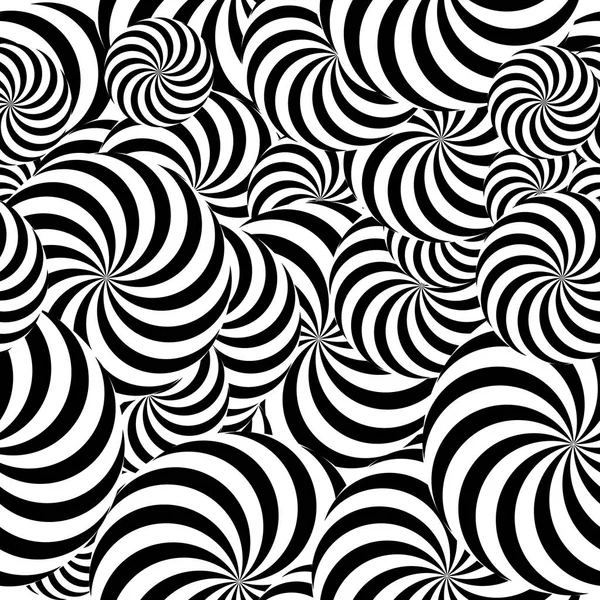 Résumé Rayé sans couture Pattern Background. Phénomène spirale vortex. Hypnose noire et blanche, Rayons. Illustration d'Art Optique — Image vectorielle