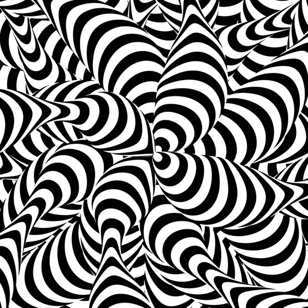 Abstrakt randig bakgrund. Spiral Vortex fenomen. Svart och vitt hypnos, strålar. Optisk konst Illustration — Stock vektor