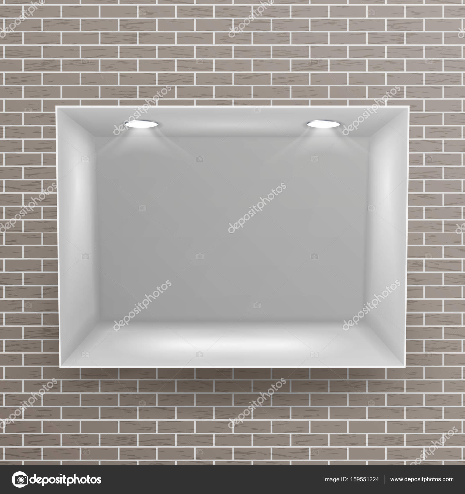Empty Niche Vector Realistic Brick Wall Clean Shelf Showcase Show Window Empty Niche Vector Realistic Brick Wall Clean Shelf Showcase Show Window