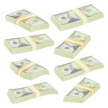 Dollar Stacks Vector. Money Banknotes. Cash Symbol. Money Bill Isolated Illustration. clipart