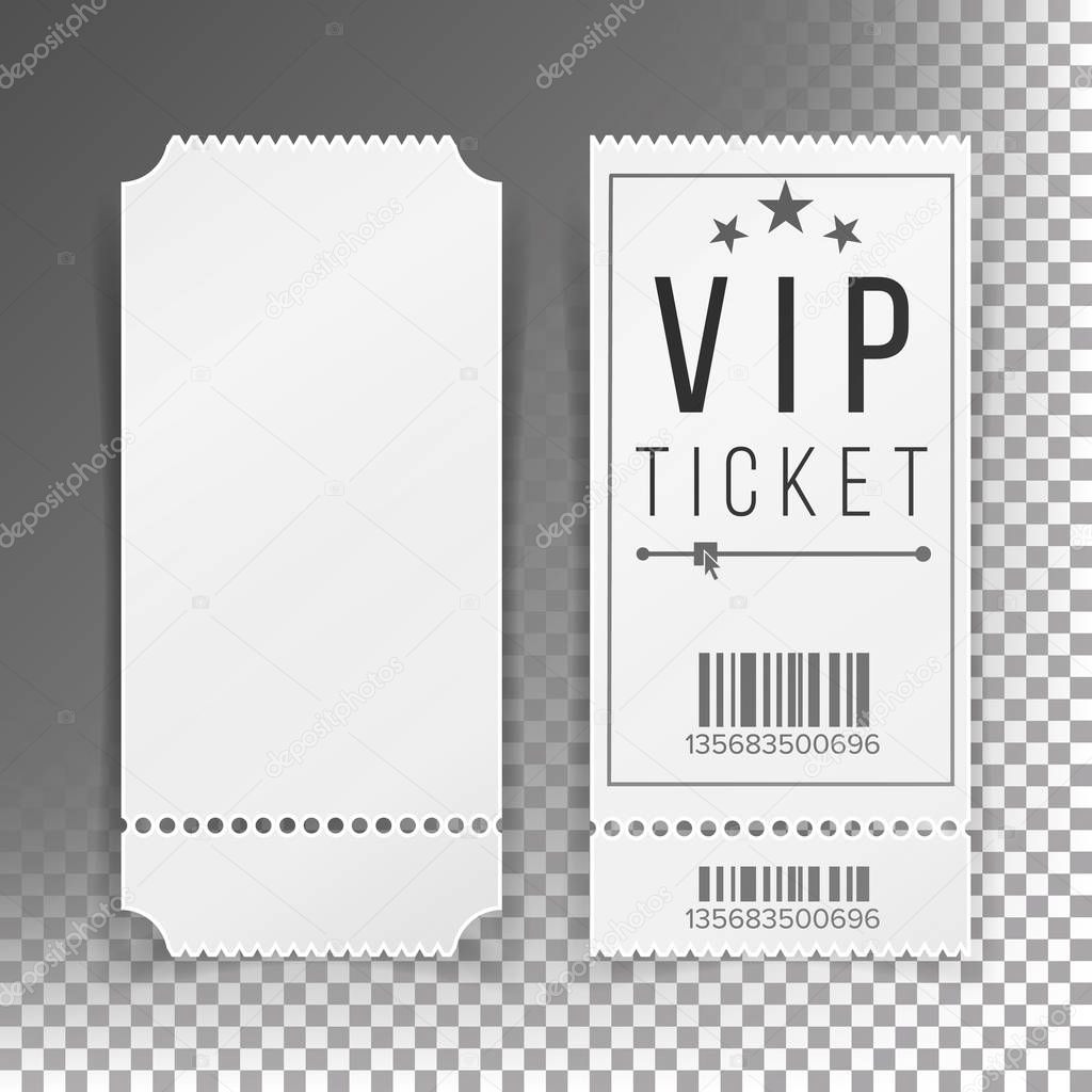 Ticket Template Set Vector. Blank Theater, Cinema, Train, Football Tickets Coupons. Isolated On Transparent Background