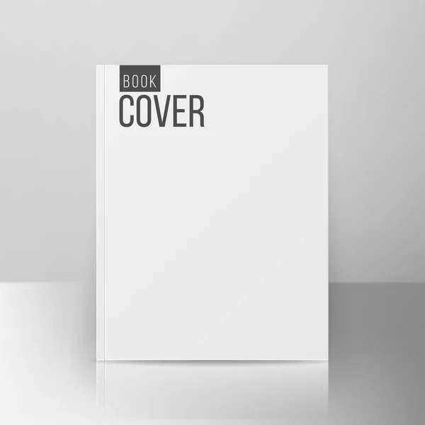 Modelo de capa de livro Vector. Ilustração realista isolado em fundo cinza. Modelo branco branco vazio da falsificação do branco para o projeto —  Vetores de Stock