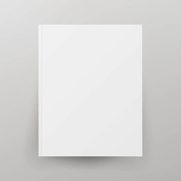 Copertina del libro vuota Vettore isolato. Illustrazione isolata su sfondo grigio. Modello bianco vuoto finto per il design — Vettoriale Stock