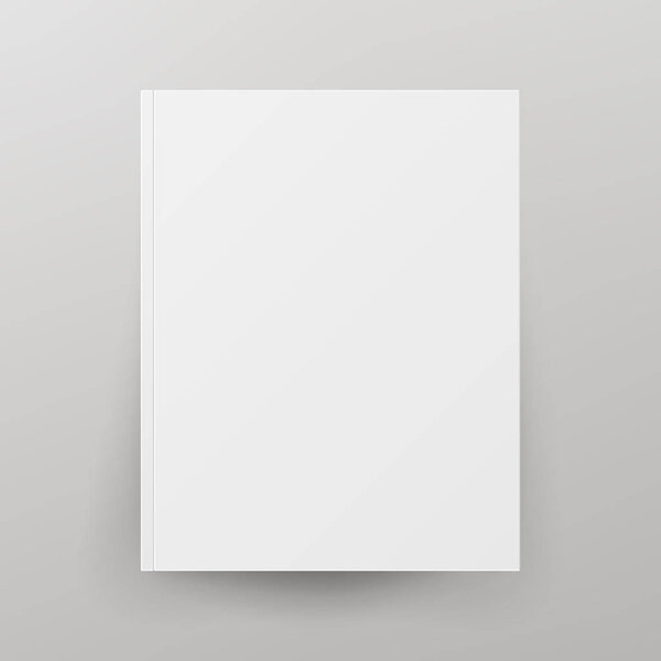 Blank Book Cover Isolated Vector. Illustration Isolated On Gray Background. Empty White Mock Up Template For Design