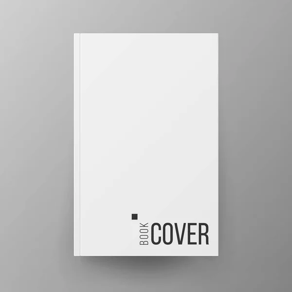 Copertina Libro Bianco Vettore. Illustrazione realistica isolata su sfondo grigio. Pulire bianco finto modello per la progettazione — Vettoriale Stock