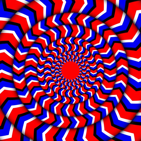 Hipnótico de rotação. Ilusão de Rotação Perpétua. Antecedentes com brilhantes ilusões ópticas de rotação. Ciclo de rotação de ilusão óptica. Ilustração vetorial — Vetor de Stock