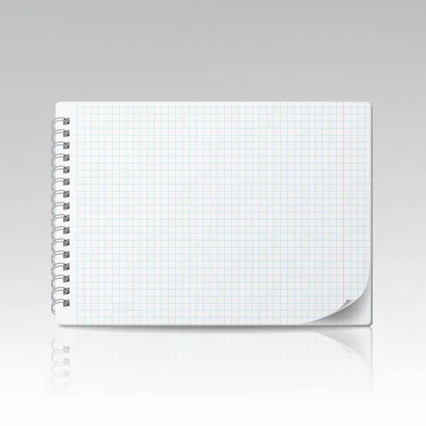 メモ帳の空白のベクトル。3 d のリアルなノートブックのモックアップ。きれいなカバーと空白のノートブック — ストックベクタ