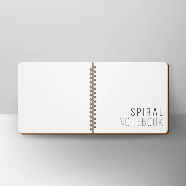 Bloco de notas aberto Vetor em branco. 3D Realistic Notebook Mockup. Notebook em branco com tampa limpa — Vetor de Stock