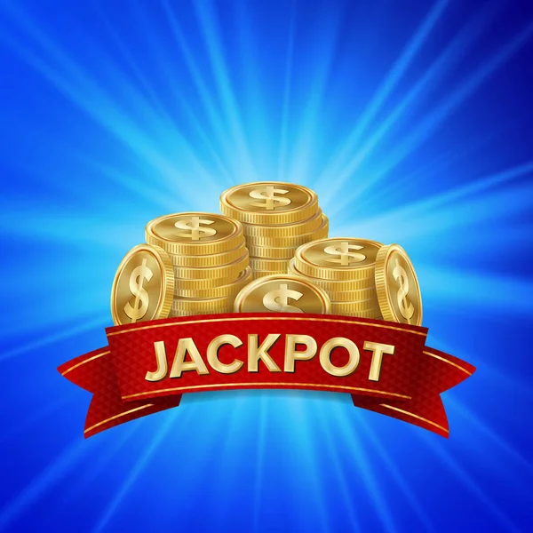 Jackpot fondo del vector. Golden Casino Treasure. Ilustración del concepto del ganador. Monedas de oro — Vector de stock