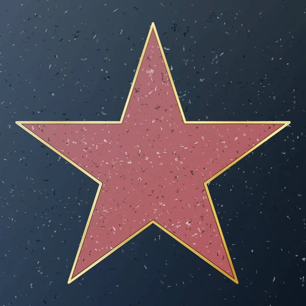 Hollywood Walk Of Fame. Vector Star Illustration. Jalan Raya Sidewalk yang terkenal. Monumen Publik Untuk Prestasi - Stok Vektor