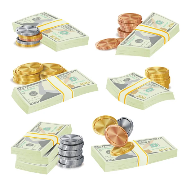 Real Money Stacks Vector . — стоковый вектор