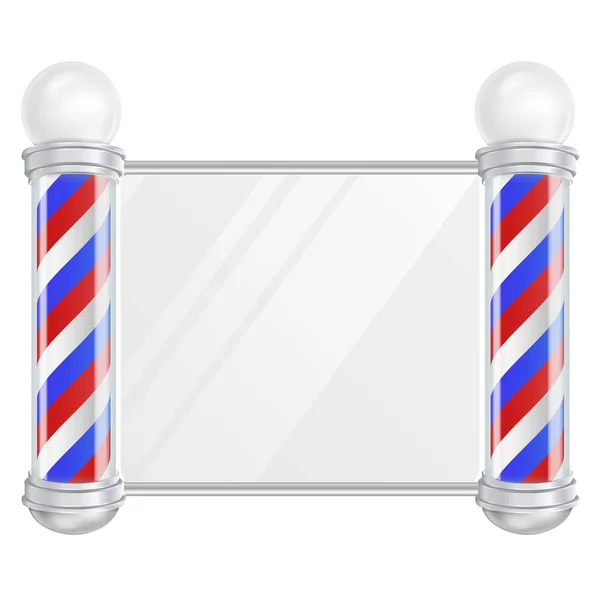 Barber Shop pólu vektoru. Staromódní Vintage Silver a sklo Barber Shop Pole. Červené, modré, bílé pruhy. Izolovaný — Stockový vektor