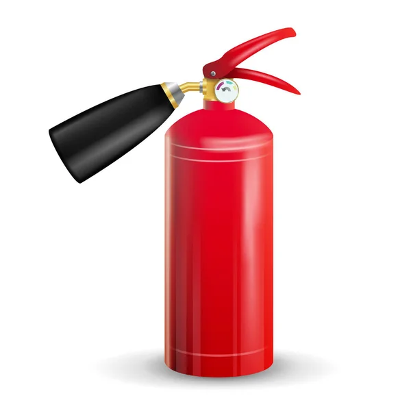 Extinguizatorul de incendiu Vector. Semnează 3D Realistic Red Fire Extinguisher Ilustrație Izolată — Vector de stoc