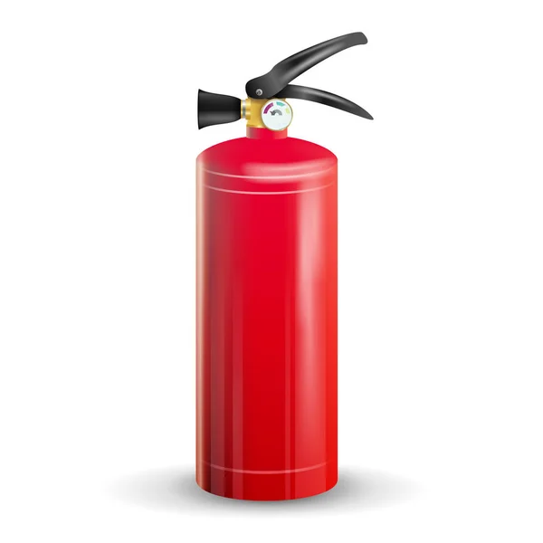 O clássico extintor de incêndio Vector. Ilustração isolada do extintor de fogo vermelho realista do brilho 3D do metal —  Vetores de Stock