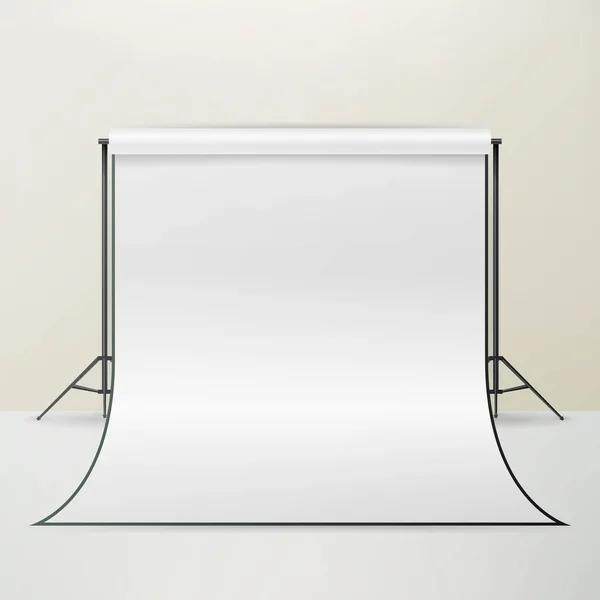 White Photo Studio Vector. Fotografo realistico Studio Interior Illustrazione — Vettoriale Stock