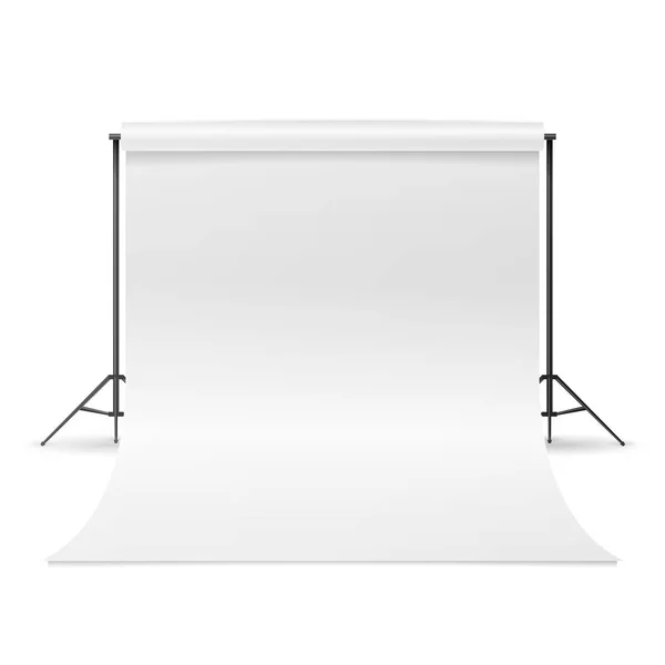 Svartvit foto Studio Vector. Tom vit duk bakgrund. Realistiska fotograf Studio isolerade Illustration — Stock vektor