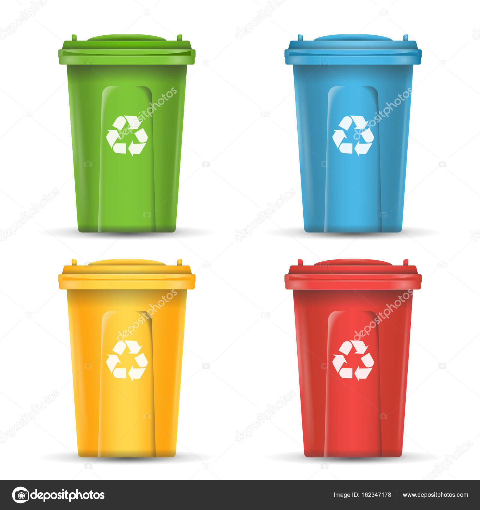 Waste bins flat recycling containers bin sorting Vector Image