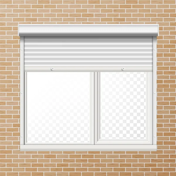 Vector Rolling Shutters. Brick Wall. Ilustração branca do obturador do rolo metálico . — Vetor de Stock