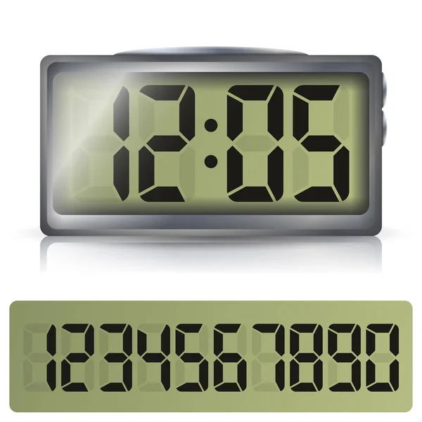 Vector de despertador digital. Reloj digital clásico con pantalla LCD. Aislado — Vector de stock