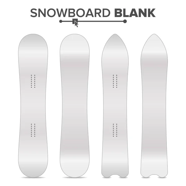 Snowboard Template Vektor. Leere weiße, saubere Snowboards machen die Runde. zwei Seiten. Einzelne Illustrationen. Aktivität der Skigebiete — Stockvektor