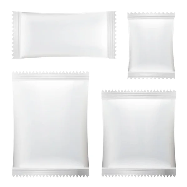 Саше Вектор. White Blank of Stick Sachet Packaging. Сакеты для лекарств. Хорошо подходит для дизайна упаковки. Реалистичная изолированная иллюстрация — стоковый вектор