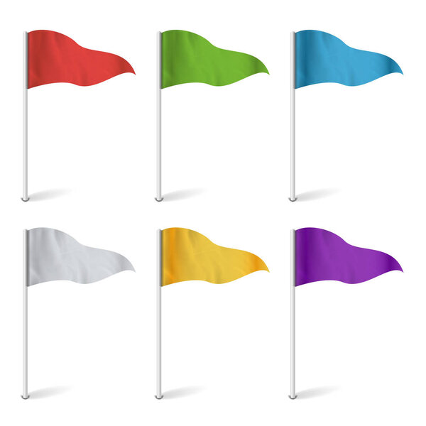 Map Pointer Flags Vector. Flag Collection Isolated. Concept Of Route, Landmark, Adventure Illustration.