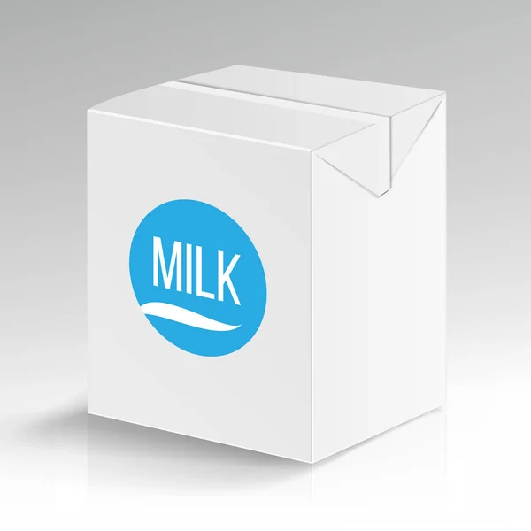 Векторный бланк молочной корзины. Брендинг-бокс из белой картонной коробки Пустая упаковка для чистого картона Пить Молочный ящик холостой. Векторная миграция . — стоковый вектор