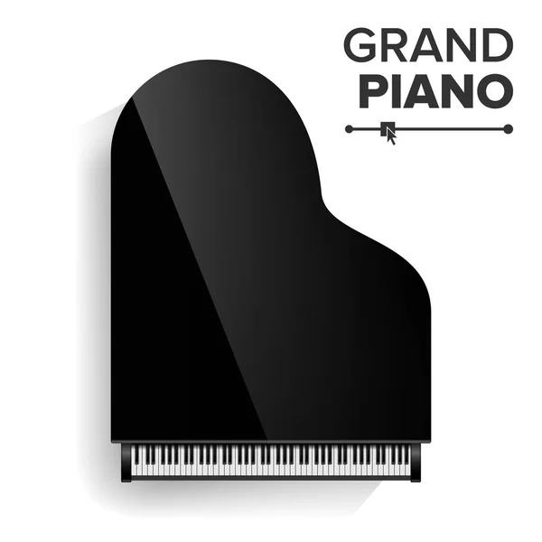 Zongora vektor. Reális fekete zongora felülnézet. Elszigetelt illusztráció. Hangszer. — Stock Vector