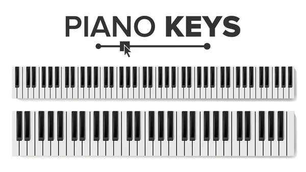 Zongora billentyűs hangszerek vektor. Elszigetelt illusztráció. Felülnézet billentyűzet Pad — Stock Vector