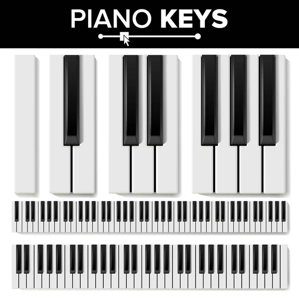Vettore di tastiera per pianoforte. Illustrazione realistica isolata. Piano musicale Key Top View. Tastiera — Vettoriale Stock